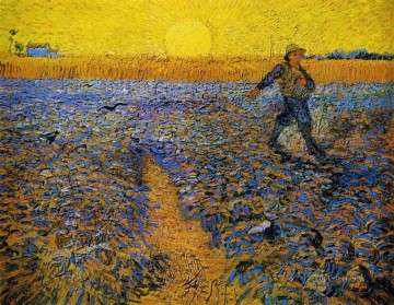 Sembrador con sol poniente según Millet Vincent van Gogh Pinturas al óleo
